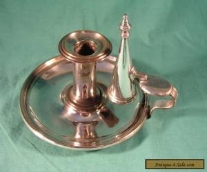 Item Antique Silver Plated Chamberstick Candlestick with Snuffer 19th Century for Sale
