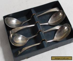 Item ANTIQUE? VINTAGE SILVER PLATE CUTLERY SET 4 BOXED SPOONS LADLE STYLE for Sale