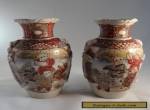 Vintage Antique Pair of Japanese Oriental Chinese Satsuma Handpainted Vases for Sale