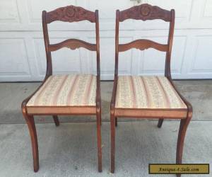 Item Antique Rose Carved Back Mahogany Wooden Victorian Dining Chairs Set of 2 for Sale