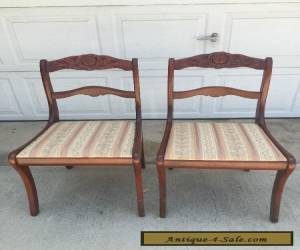 Item Antique Rose Carved Back Mahogany Wooden Victorian Dining Chairs Set of 2 for Sale