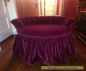 Item Antique / Vintage Revolving French Style Vanity Chair Bench Recovered In Velvet for Sale