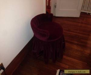Item Antique / Vintage Revolving French Style Vanity Chair Bench Recovered In Velvet for Sale