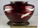 Ando Cloisonne Vase - Birds - Oxblood Ground - Signed for Sale