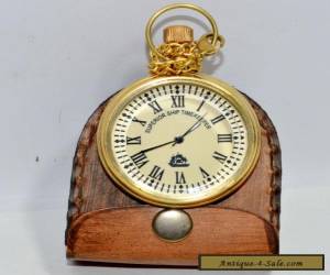 Item BRASS POCKET WATCH LEATHER BOX BRASS CLOCK GIFT VINTAGE STYLE CLOCK TIMEKEEPER for Sale