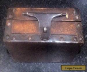 Item ANTIQUE / VINTAGE WOODEN SMALL CHEST SHAPE BOX WITH METAL EDGES & LOCK for Sale