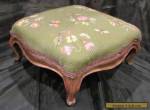 Antique Victorian Needlepoint Foot Stool with Carved Wood Legs Footstool for Sale