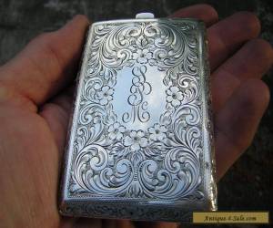 Item ANTIQUE VICTORIAN ORNATE STERLING SILVER CARD CASE + COMPACT for Sale