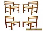 Set of 4 Vintage Mid Century Danish Modern Solid Teak Square Dining Room Chairs for Sale