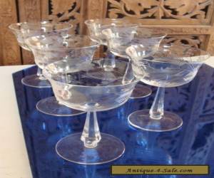 Item 6 Cordial Stemware Liqueur Glasses Etched Flowers & Ferns Fine Fancy Crystal for Sale