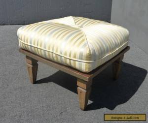 Item Large Vintage Mid Century Modern Striped Carved Wood FOOTSTOOL Bench  Ottoman for Sale