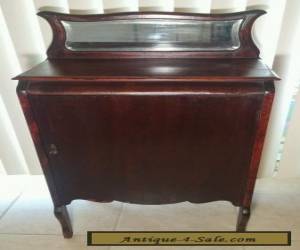 Item Antique LOCKING Mahogany Sheet Music Cabinet Stand w/ KEY & Beveled Glass Mirror for Sale