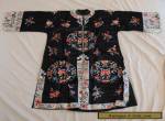 ANTIQUE 19TH CENTURY CHINESE Black SILK HAND STITCHED Embroidered ROBE  for Sale