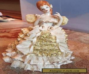 Item Vintage Heirlooms Of Tomorrow Porcelain Dresden Lace Figurine Signed "Nina" for Sale