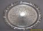 Vintage LUKE Silver Plate Etched Round Tray - 32.5cm for Sale