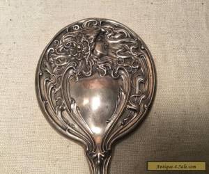 Item Antique Art Nouveau Sterling Silver Lady Flowing Hair Hand Mirror for Sale