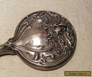 Item Antique Art Nouveau Sterling Silver Lady Flowing Hair Hand Mirror for Sale