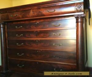 Item ANTIQUE 2ND SECOND EMPIRE CARVED CHEST DRAWERS FLAME MAHOGANY DRESSER VICTORIAN for Sale