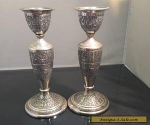 Item Beautiful antique Persian Pair of silver Candlesticks for Sale