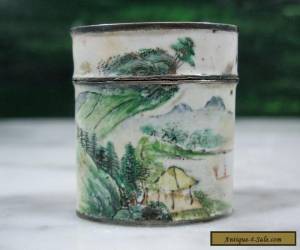 Item ANTIQUE 18TH CENT CHINESE QIANLONG PERIOD SCENIC PAINTED ENAMEL SILVER OPIUM BOX for Sale