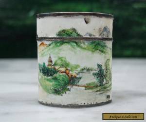 Item ANTIQUE 18TH CENT CHINESE QIANLONG PERIOD SCENIC PAINTED ENAMEL SILVER OPIUM BOX for Sale