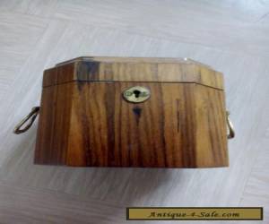 Item vintage wooden box with brass handles tea caddy? for Sale