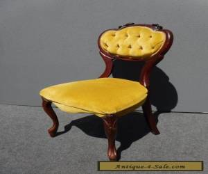 Item Vintage French Provincial Carved Wood Tufted Yellow Velvet Accent CHAIR for Sale