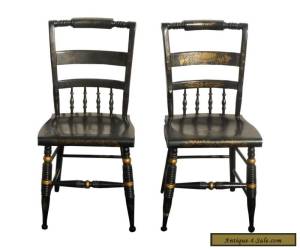 Item Pair of Vintage Hitchcock Style Black Side Chairs for Sale