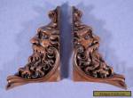 *Pair of French Antique Solid Highly Carved Walnut Wood Brackets with Faces for Sale