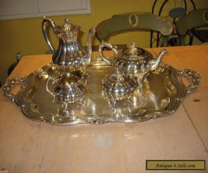 Item ANTIQUE SILVER PLATE REPOUSSE HEIRLO0M MELON 5pc TEA COFFEE SVC SET With Tray  for Sale