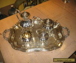 Item ANTIQUE SILVER PLATE REPOUSSE HEIRLO0M MELON 5pc TEA COFFEE SVC SET With Tray  for Sale