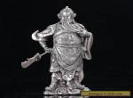 Old Chinese cupronickel  Hand Carved Guan Yu Statue W Qianlong Mark  for Sale