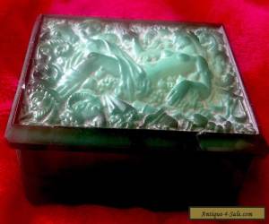 Item Rare Antique Glass Mould Green Trinket Box for Sale