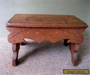 Item Antique Foot Stool Victorian Style 15" Footstool, Walnut Wood, Etched Decorated for Sale