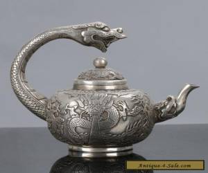 Item Old Chinese Tibet Silver Handwork Dragon Handle Teapot W Qianlong Mark C575 for Sale