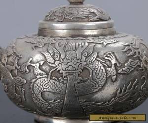 Item Old Chinese Tibet Silver Handwork Dragon Handle Teapot W Qianlong Mark C575 for Sale