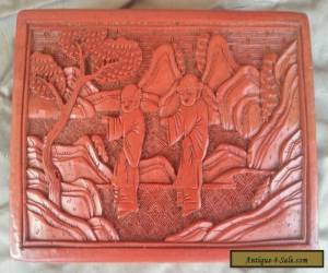 Item Antique old vintage Chinese China cinnabar carved red lacquer box  for Sale