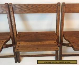 Item Vintage Antique Wood Oak Wooden Folding Chairs Set of 4 for Sale