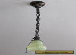 Gorgeous Antique Japanned Light Fixture with Vaseline Shade Completely Restored! for Sale
