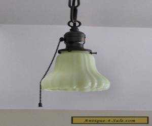 Item Gorgeous Antique Japanned Light Fixture with Vaseline Shade Completely Restored! for Sale