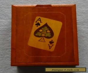 Item Vintage Wooden Treen Inlayed Playing Card Box for Sale