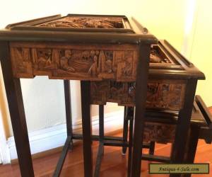 Item A Set Of Three Antique Chinese Carved Wood Table. for Sale