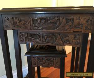 Item A Set Of Three Antique Chinese Carved Wood Table. for Sale