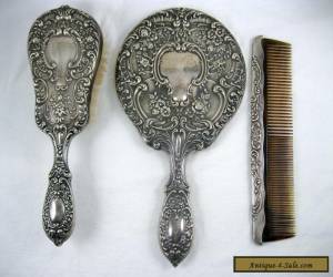 Item Vintage Gorham Sterling Silver Vanity Dresser Set Mirror Brush Comb for Sale