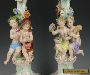 Item Meissen pair of figurines candlesticks "Four Seasons" WorldWide for Sale