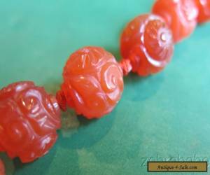 Item Antique Chinese Carved Carnelian Necklace for Sale