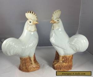 Item 12" Pair Of Antique Chinese Porcelain Chickens With Mark for Sale