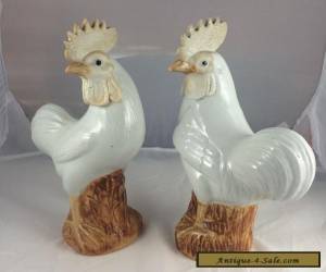 Item 12" Pair Of Antique Chinese Porcelain Chickens With Mark for Sale