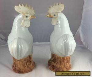 Item 12" Pair Of Antique Chinese Porcelain Chickens With Mark for Sale