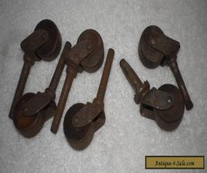 Item Vintage Antique Wood Wheels Baby Crib Table Set of 4 + 2 for Sale